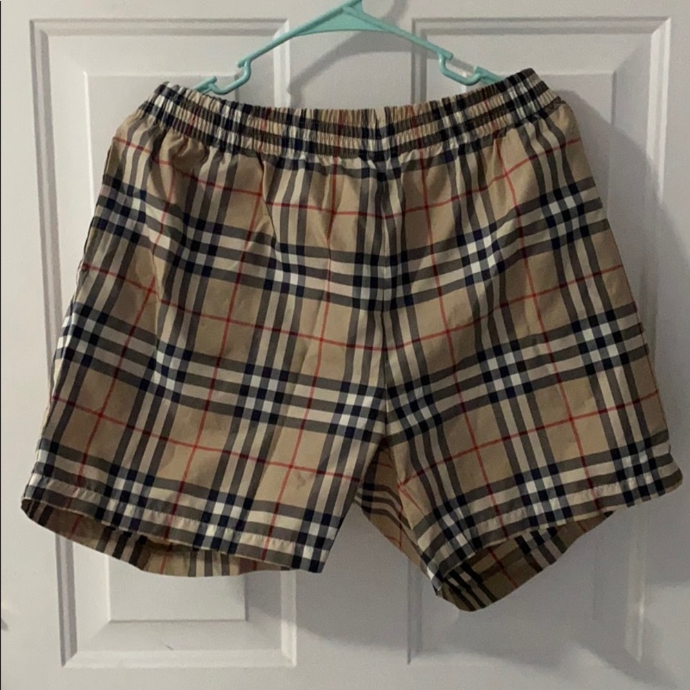 Burberry check swim trunks